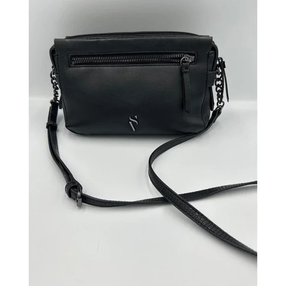 Simply Vera Faux Leather‎ Crossbody Bag Chain Strap Zipper Pocket - Picture 7 of 8